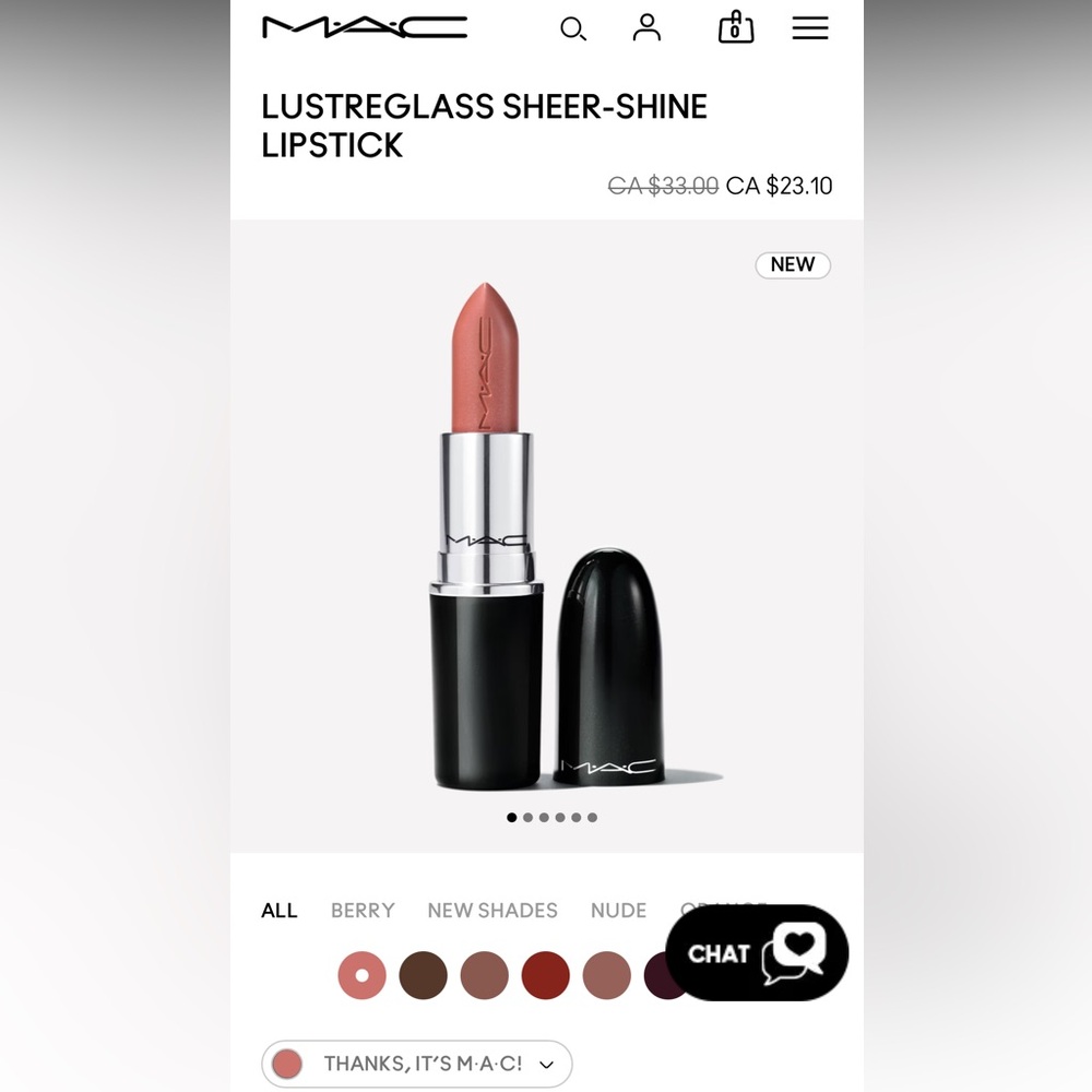 MAC Cosmetics Lustreglass Sheer-Shine Lipstick - Thanks It’s MAC